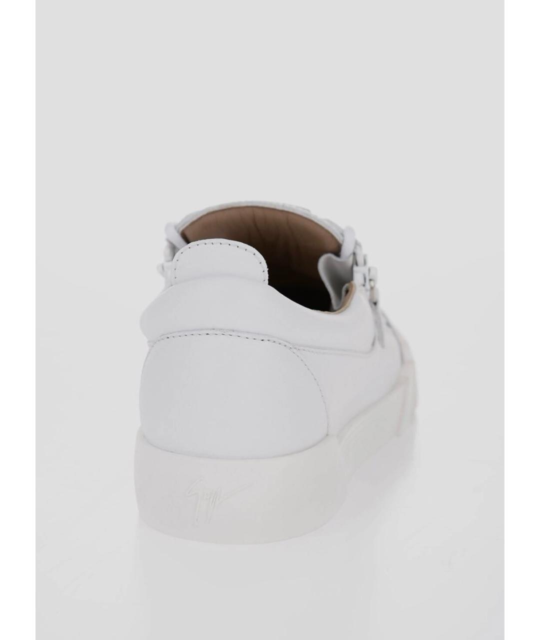 GIUSEPPE ZANOTTI DESIGN Белые кожаные низкие кроссовки / кеды, фото 4