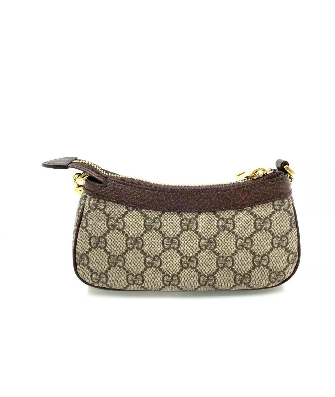 GUCCI Коричневая тканевая сумка с короткими ручками, фото 3