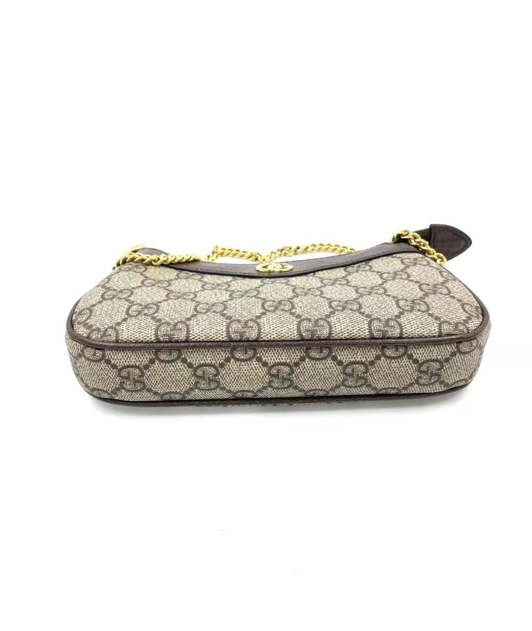 GUCCI Коричневая тканевая сумка с короткими ручками, фото 5