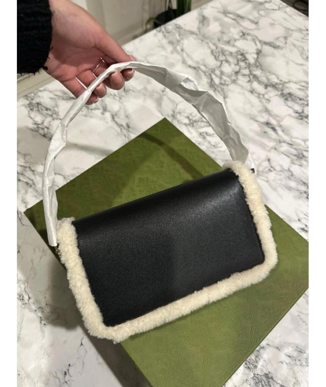 GUCCI Черная кожаная сумка с короткими ручками, фото 3