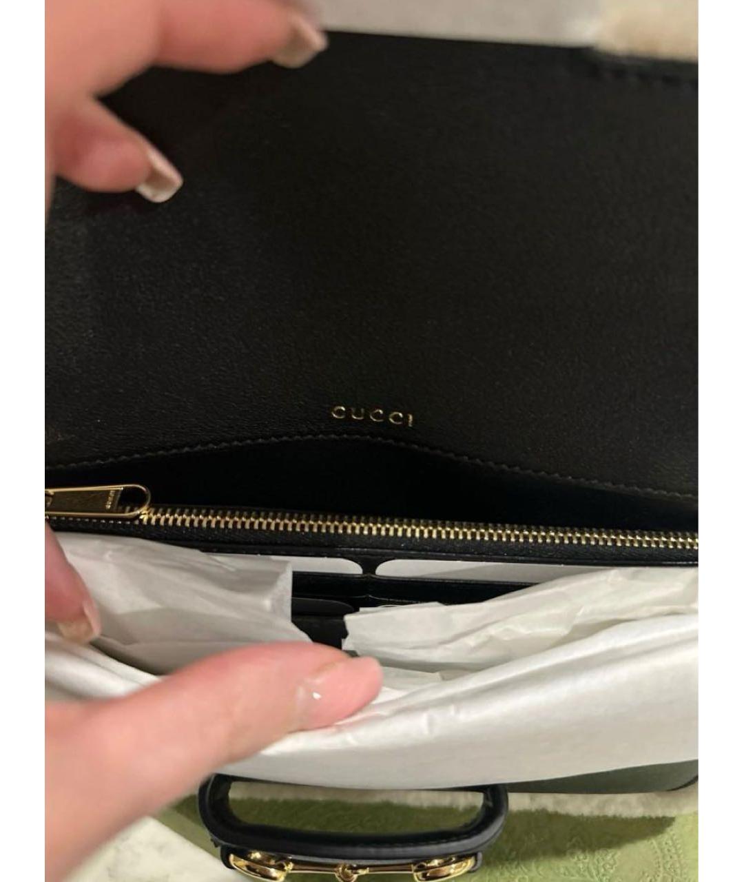 GUCCI Черная кожаная сумка с короткими ручками, фото 4