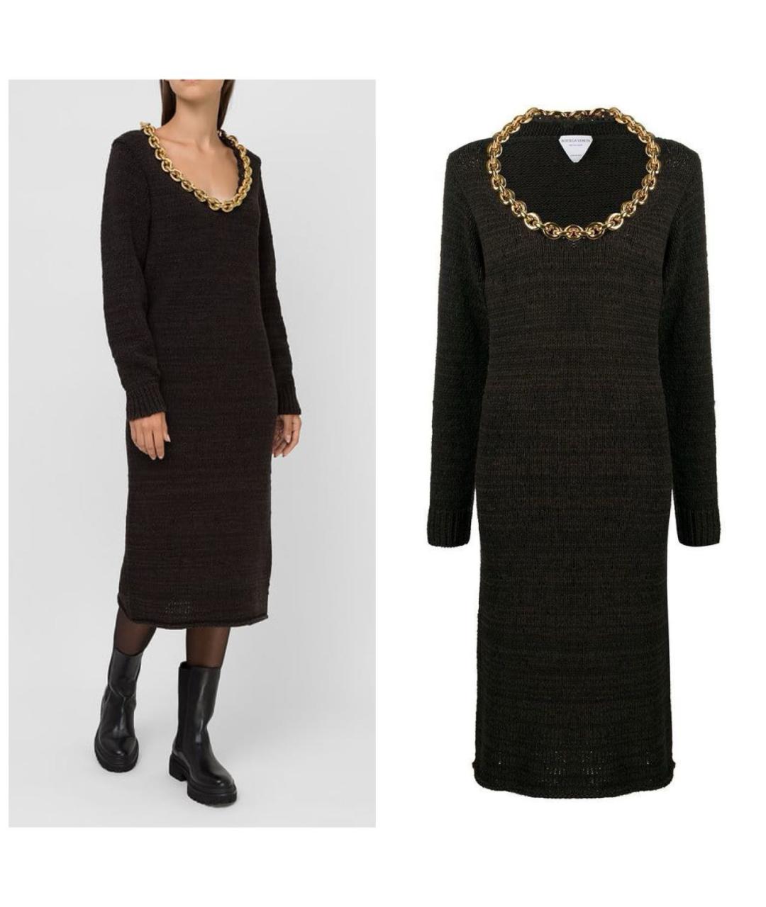 BOTTEGA VENETA Черное хлопковое повседневное платье, фото 3