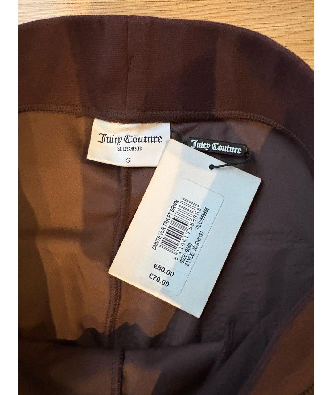 JUICY COUTURE Коричневые велюровые брюки широкие, фото 3