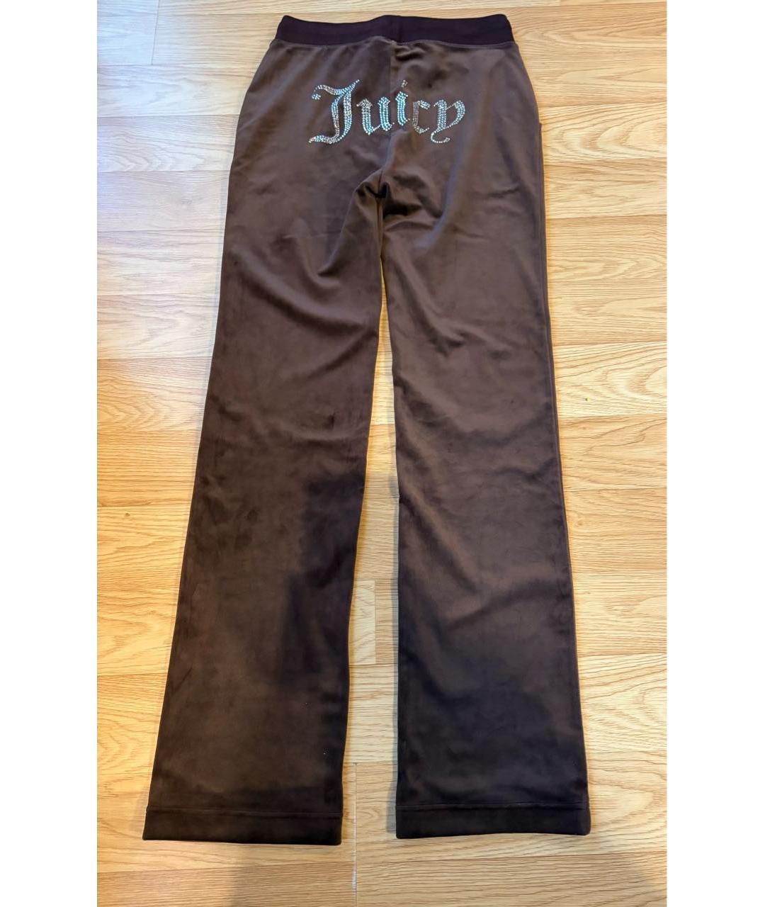 JUICY COUTURE Коричневые велюровые брюки широкие, фото 2