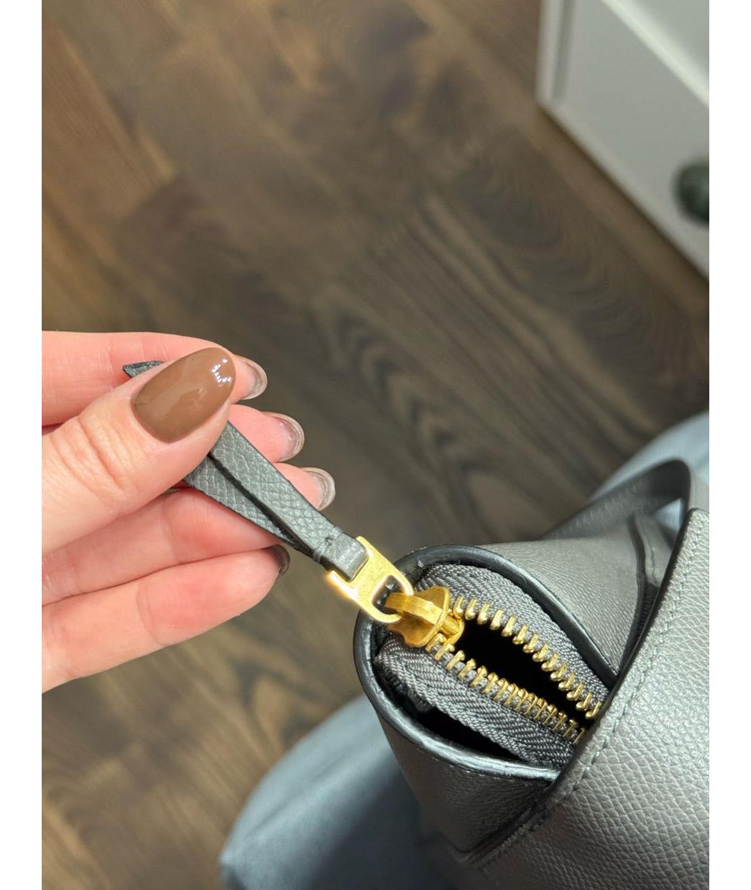 CELINE Антрацитовая кожаная сумка через плечо, фото 6
