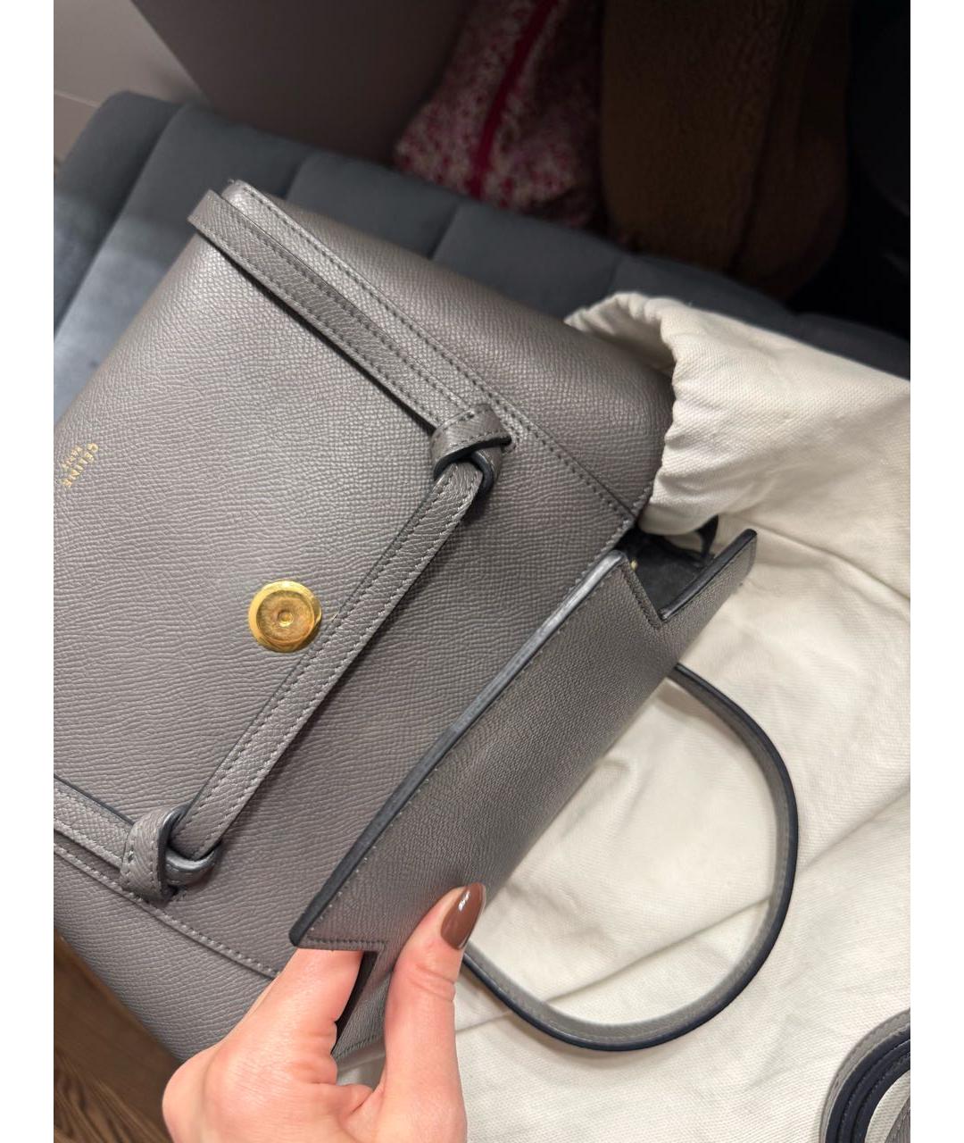 CELINE Антрацитовая кожаная сумка через плечо, фото 7