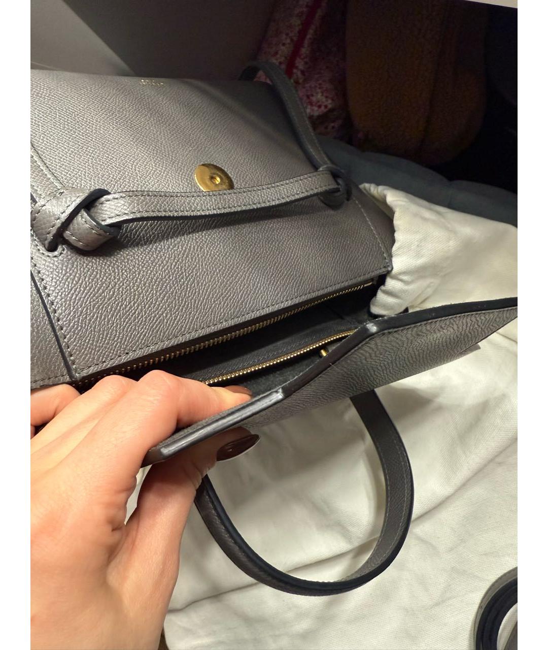 CELINE Антрацитовая кожаная сумка через плечо, фото 8