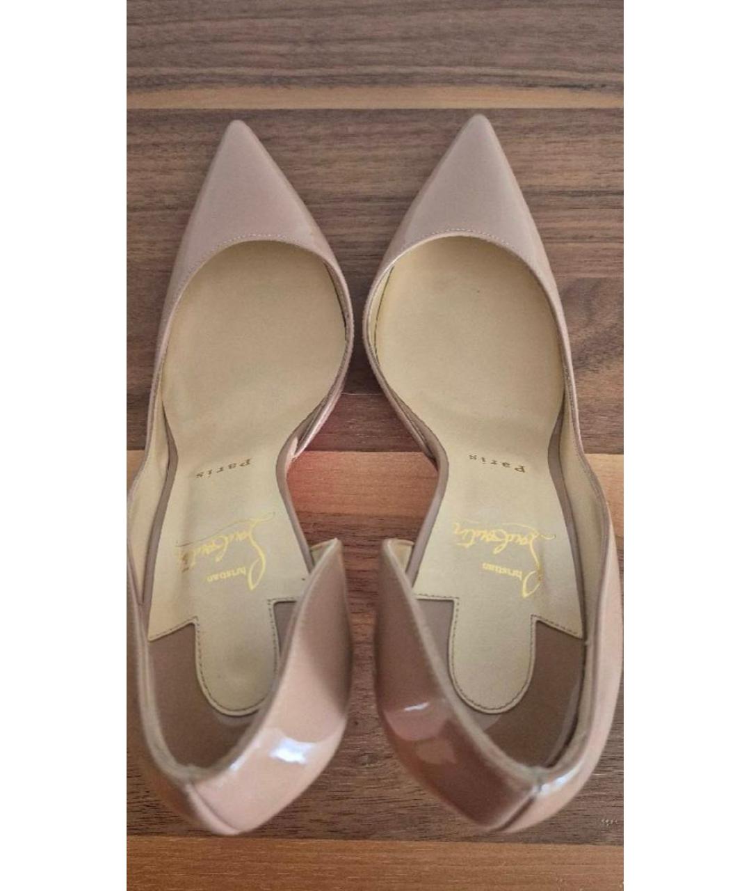 CHRISTIAN LOUBOUTIN Бежевые туфли из лакированной кожи, фото 3