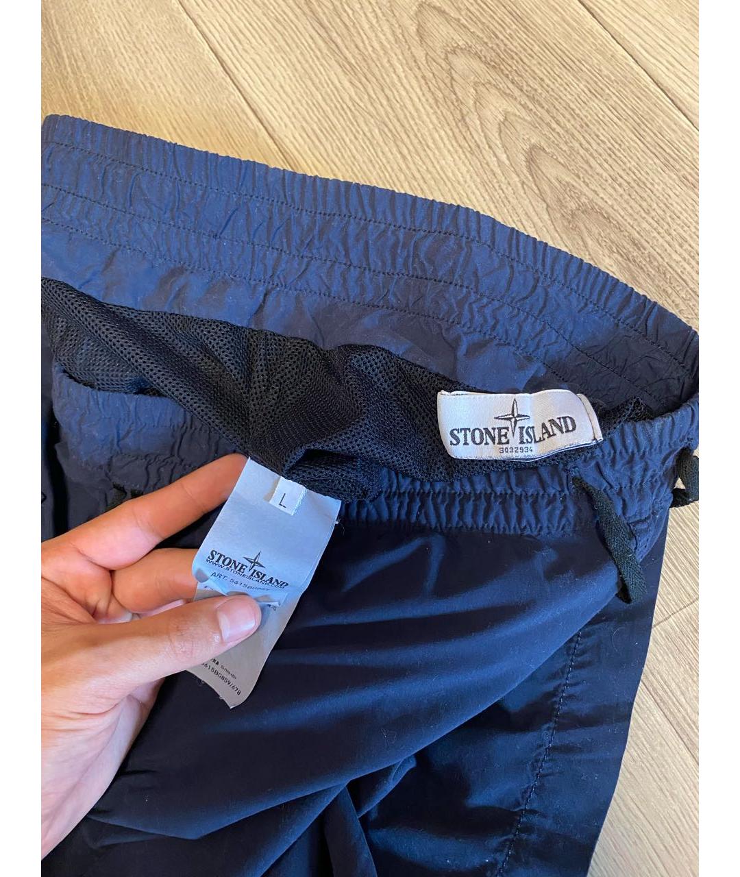 STONE ISLAND Темно-синие синтетические шорты, фото 3