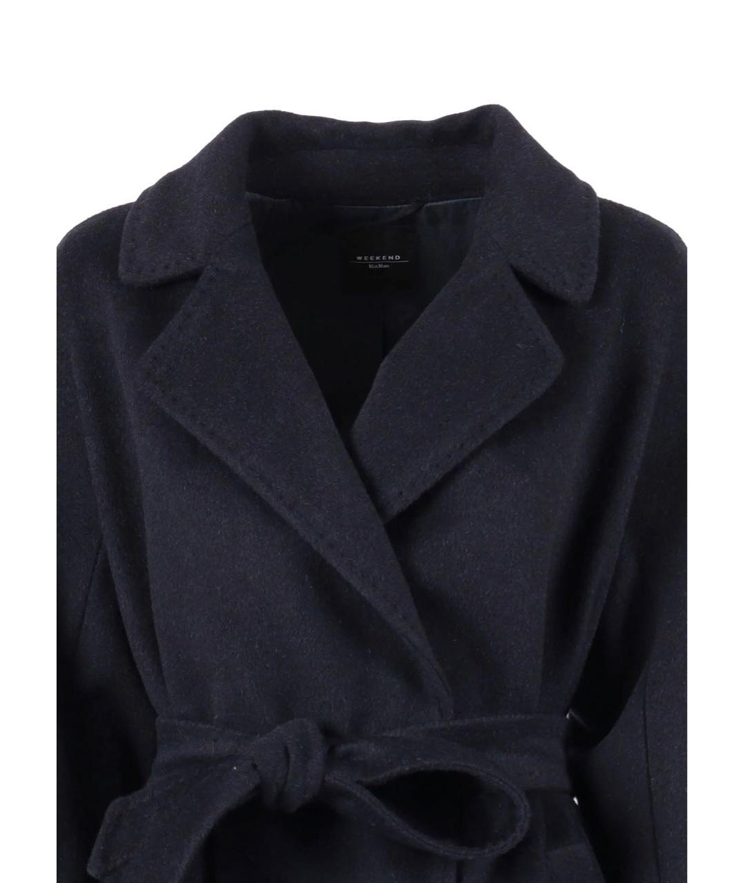 WEEKEND MAX MARA Темно-синее шерстяное пальто, фото 2