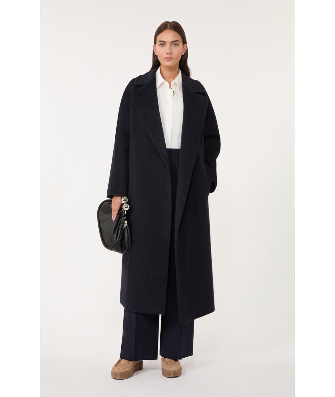 WEEKEND MAX MARA Темно-синее шерстяное пальто, фото 4