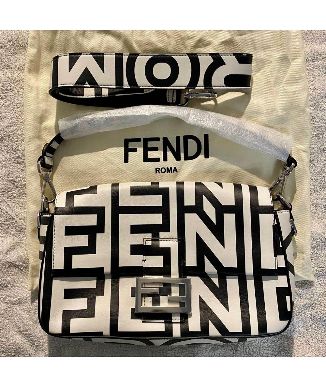 FENDI Белая кожаная сумка через плечо, фото 2
