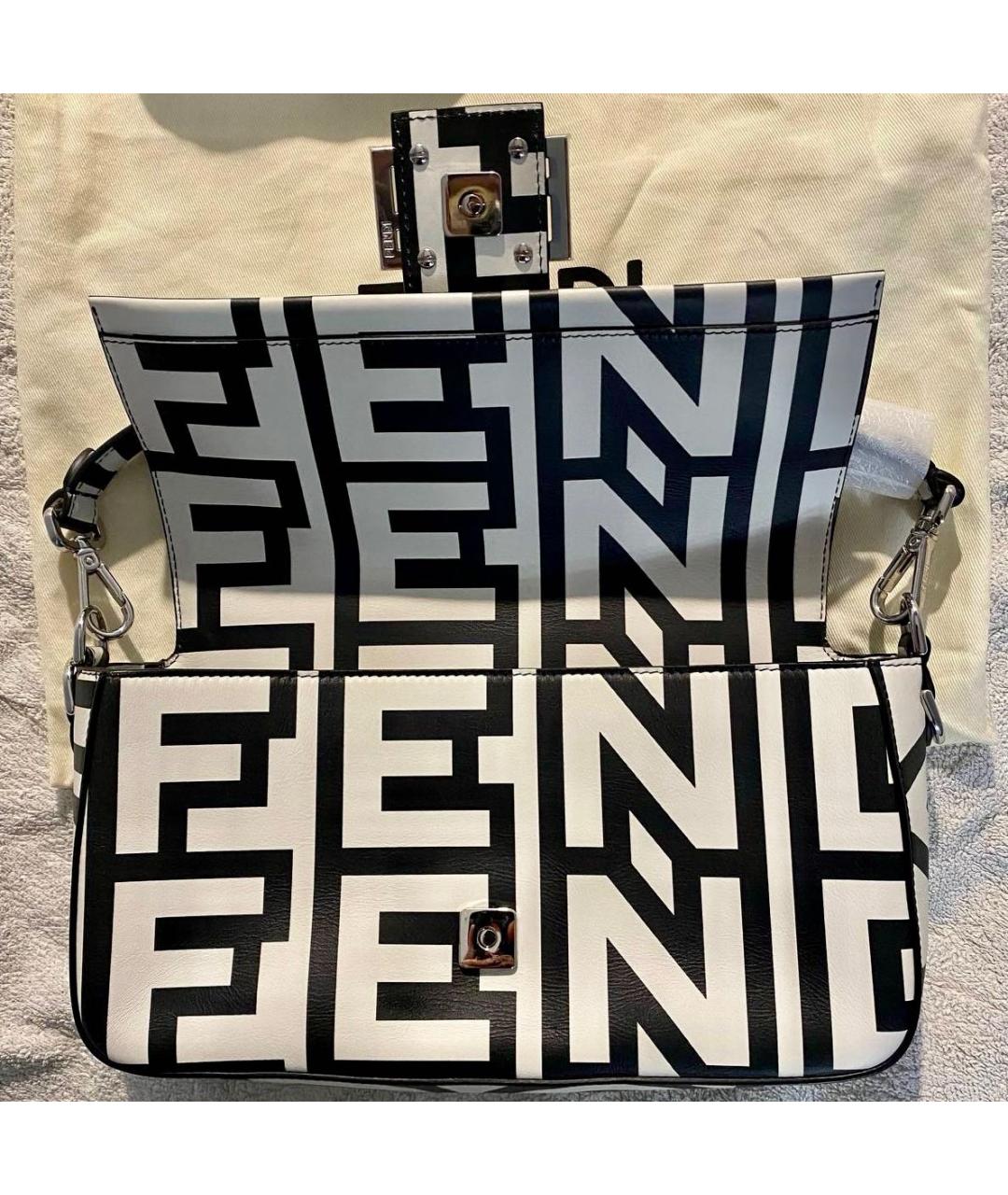 FENDI Белая кожаная сумка через плечо, фото 4