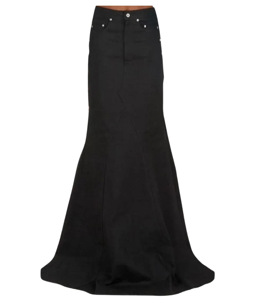 RICK OWENS Черная хлопковая юбка макси, фото 1
