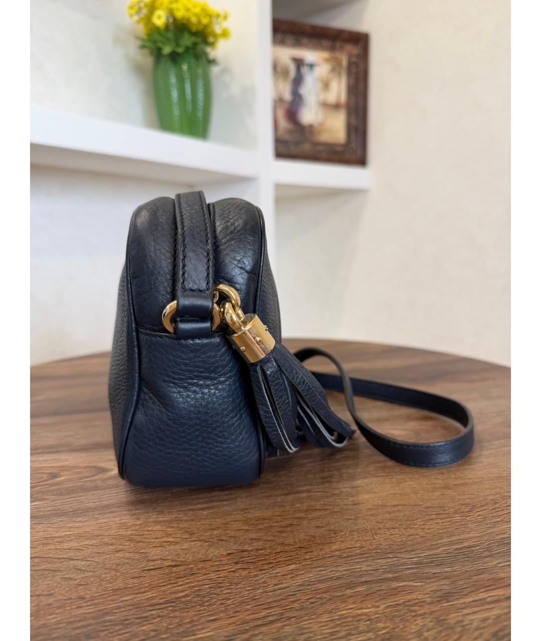 GUCCI Темно-синяя кожаная сумка через плечо, фото 8