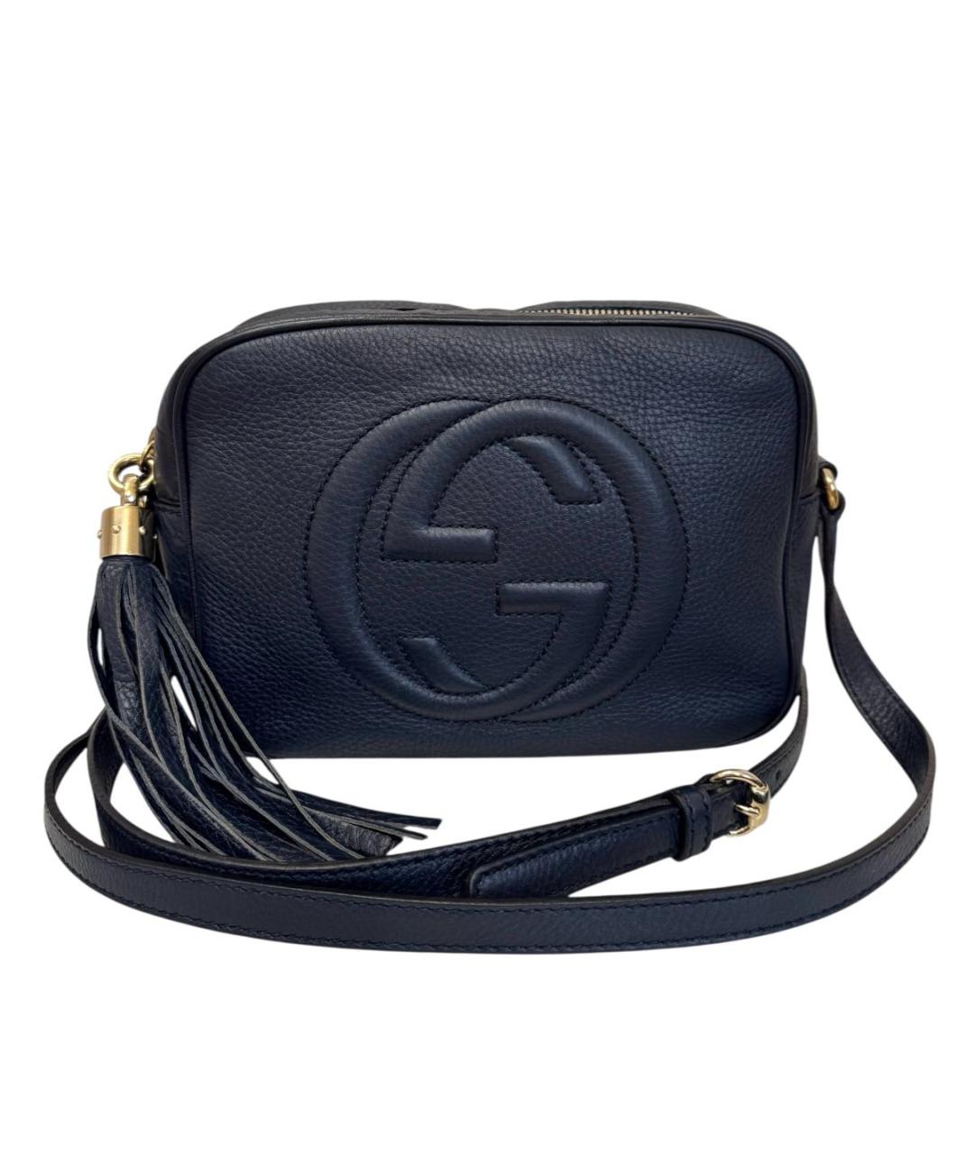 GUCCI Темно-синяя кожаная сумка через плечо, фото 1