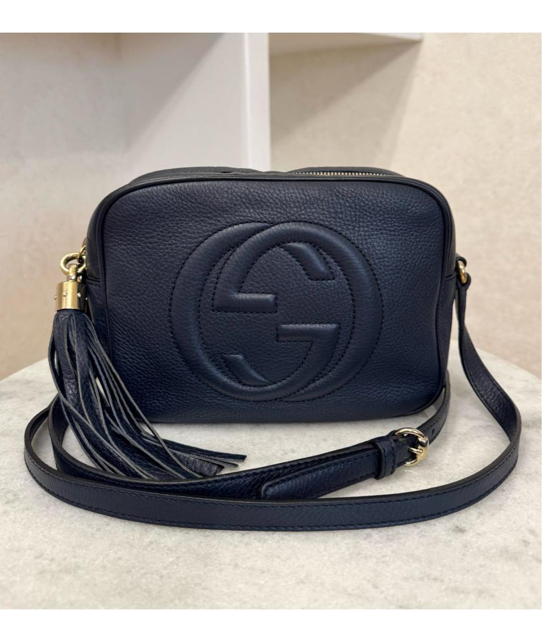 GUCCI Темно-синяя кожаная сумка через плечо, фото 2