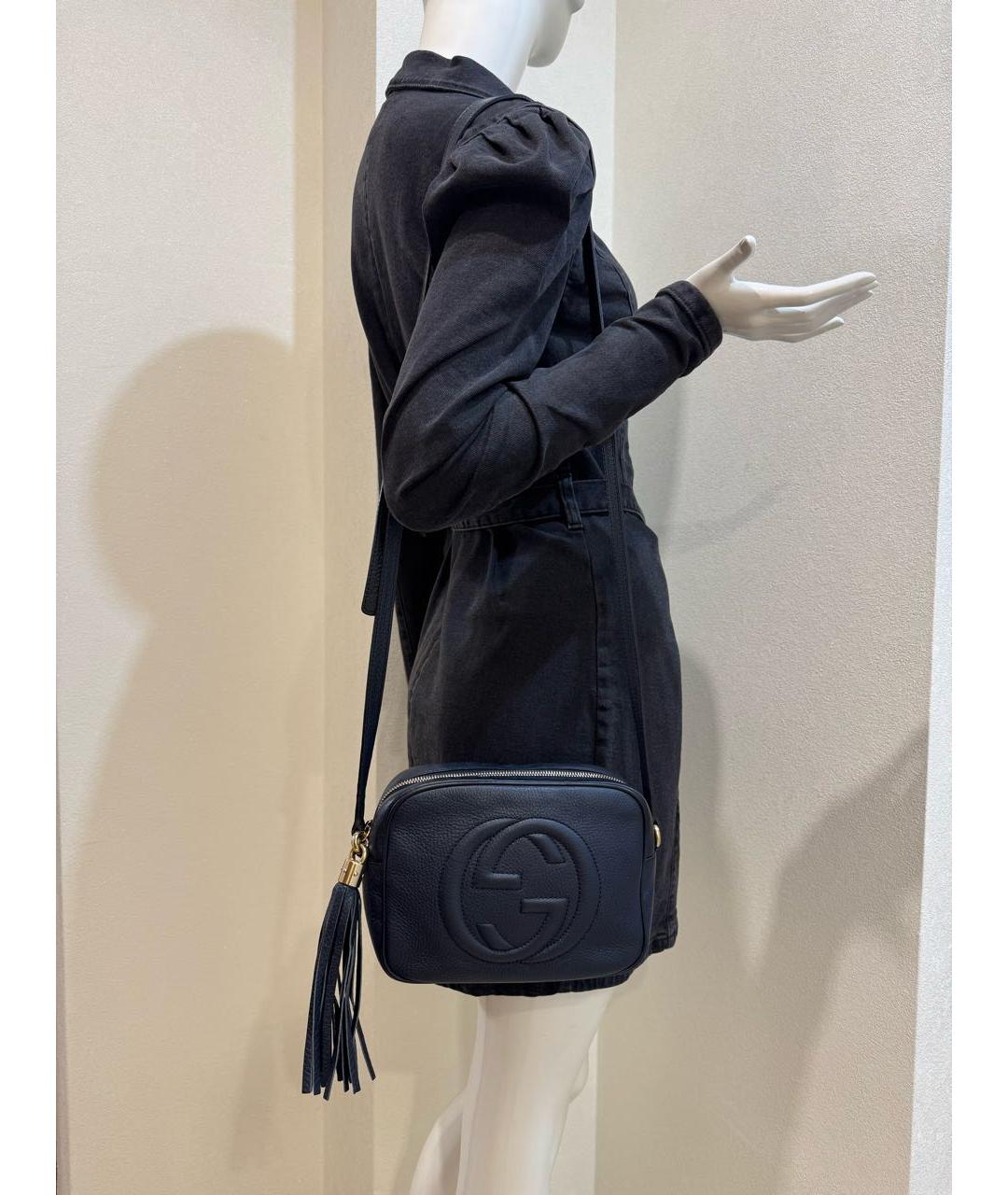 GUCCI Темно-синяя кожаная сумка через плечо, фото 3