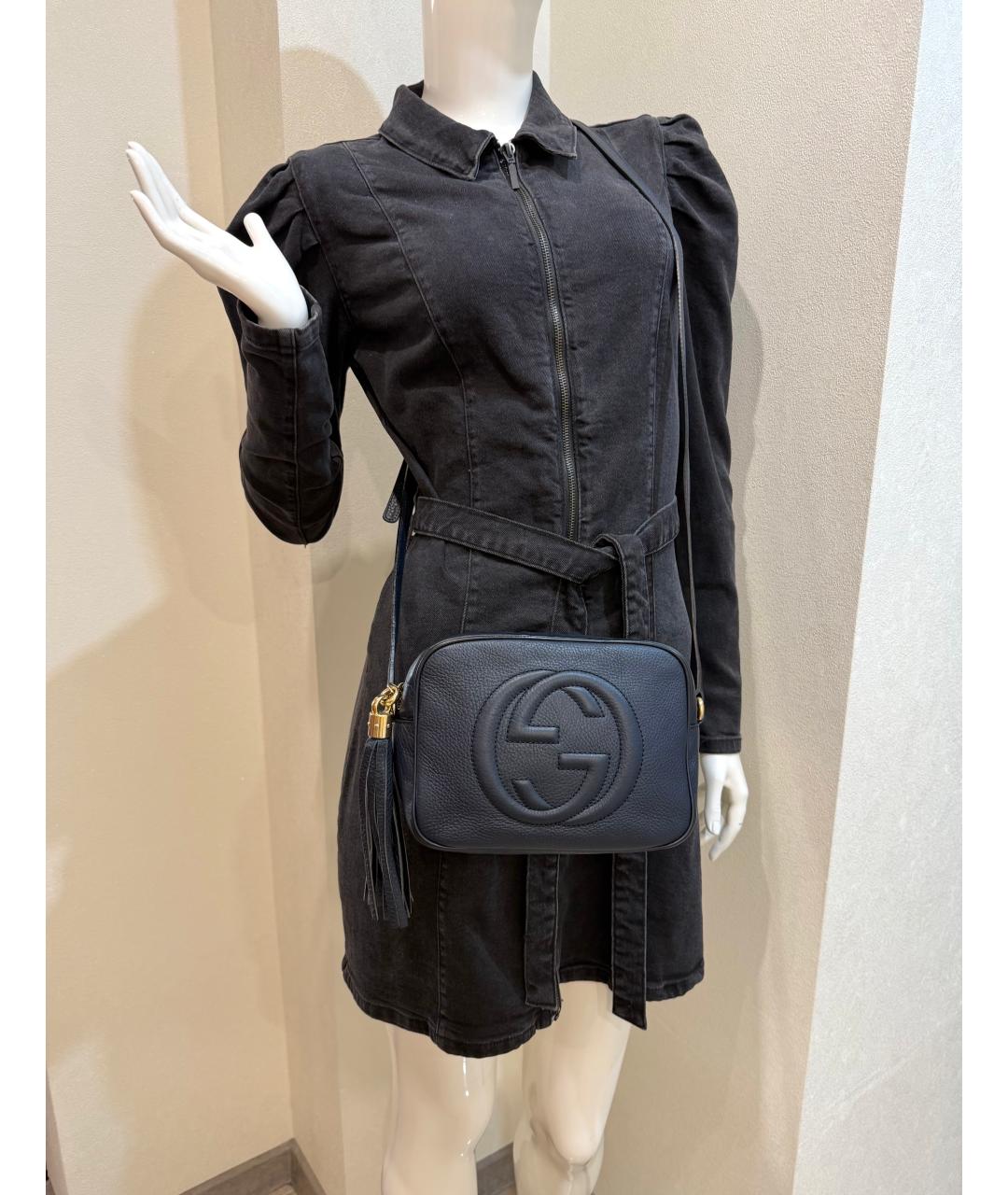 GUCCI Темно-синяя кожаная сумка через плечо, фото 5