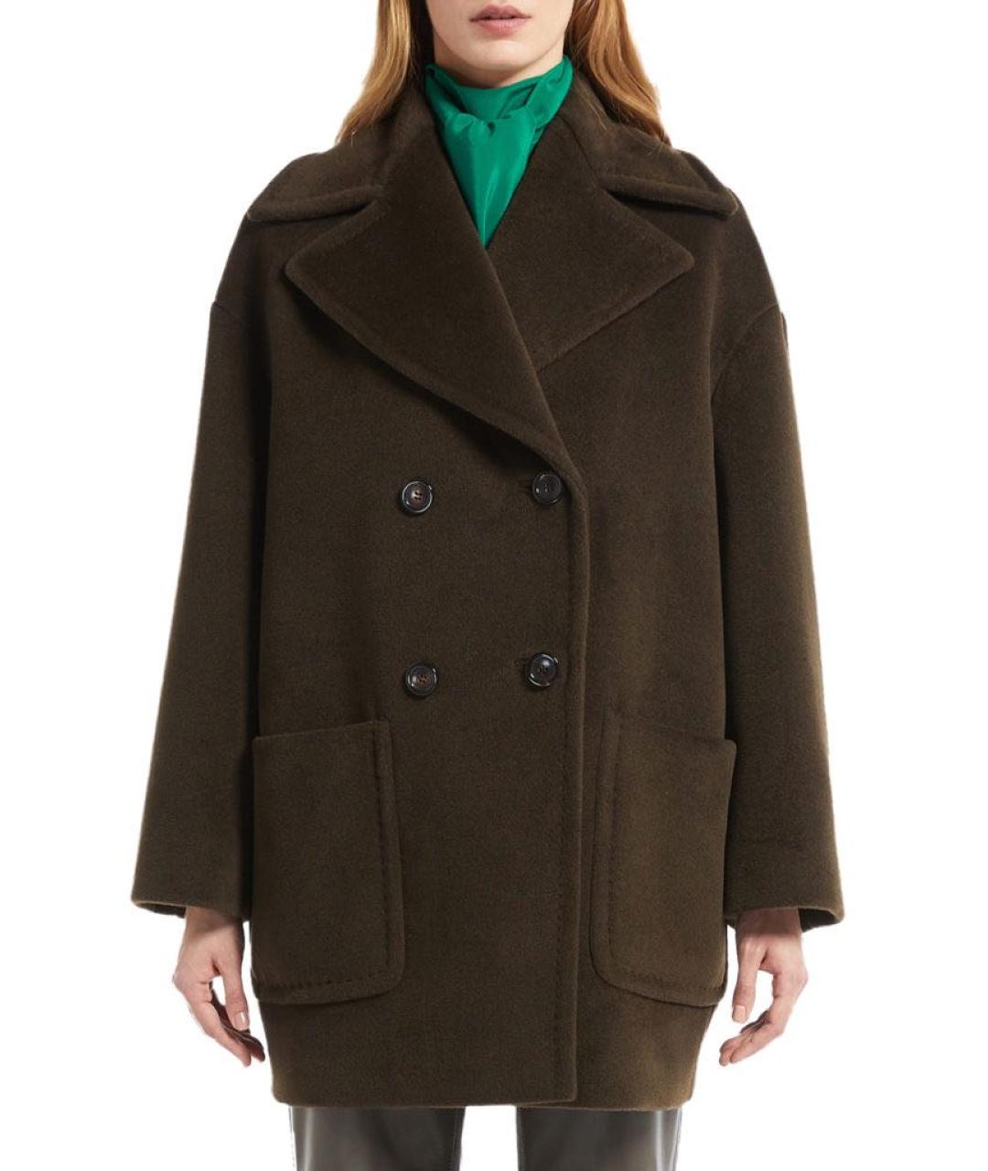 MAX MARA STUDIO Хаки шерстяное пальто, фото 3