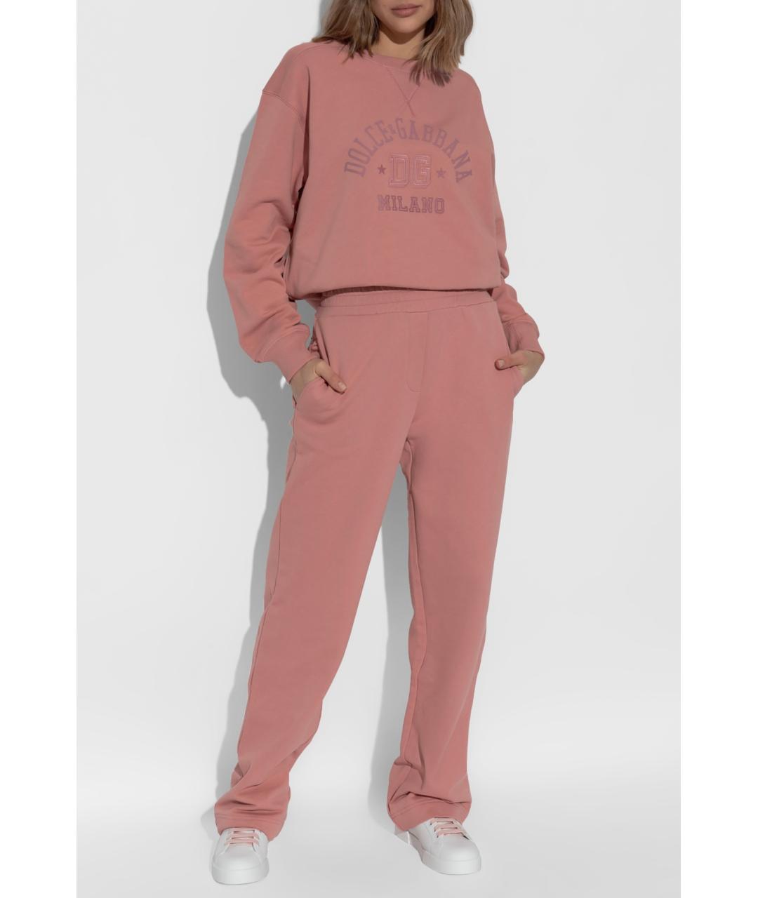 DOLCE&GABBANA Розовые прямые брюки, фото 2