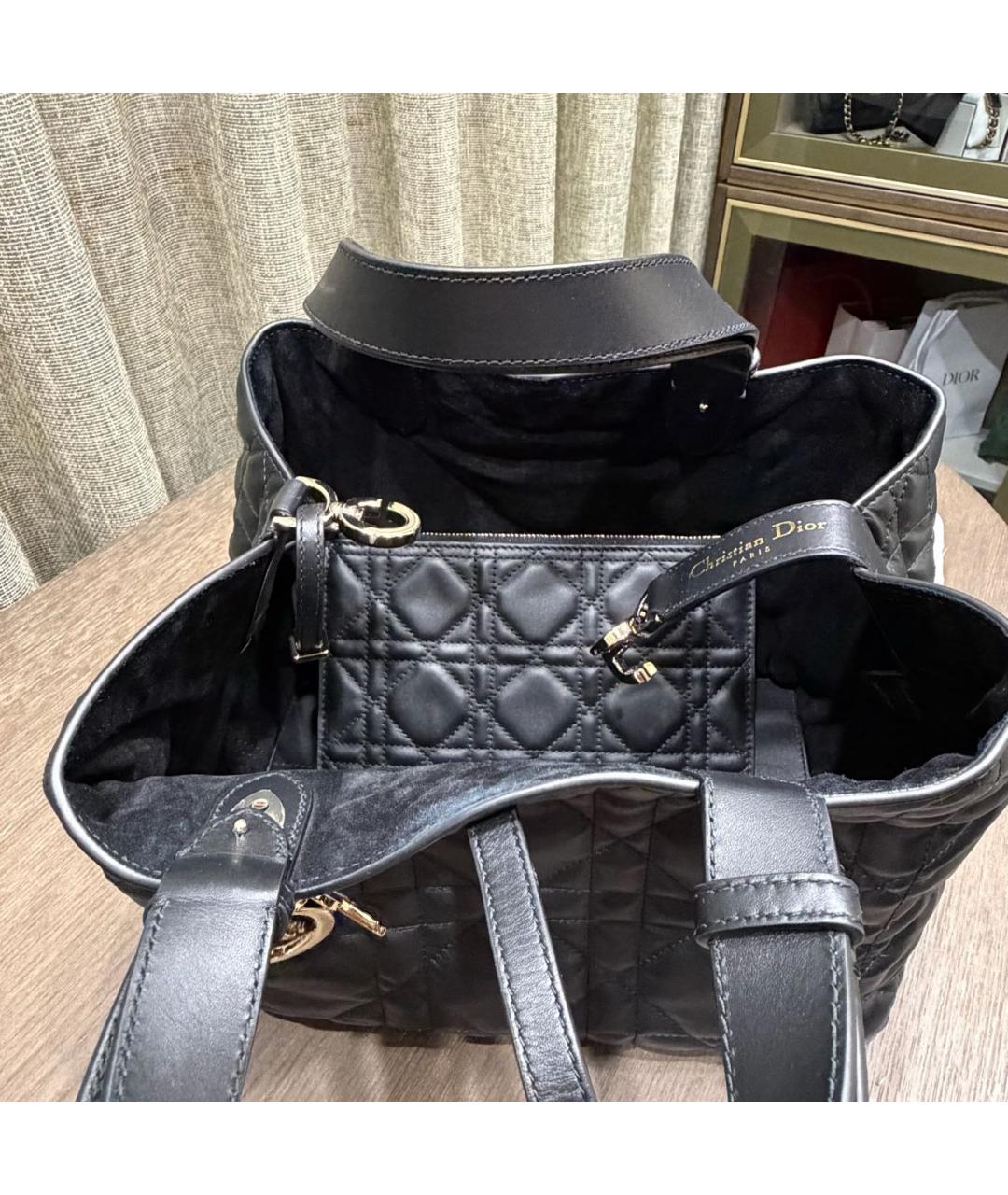 CHRISTIAN DIOR Черная кожаная сумка с короткими ручками, фото 4