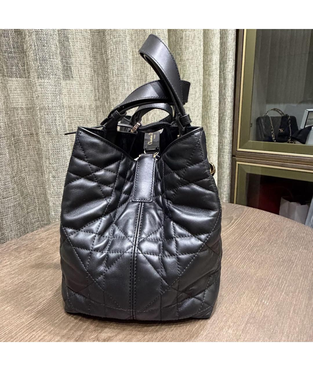 CHRISTIAN DIOR Черная кожаная сумка с короткими ручками, фото 3