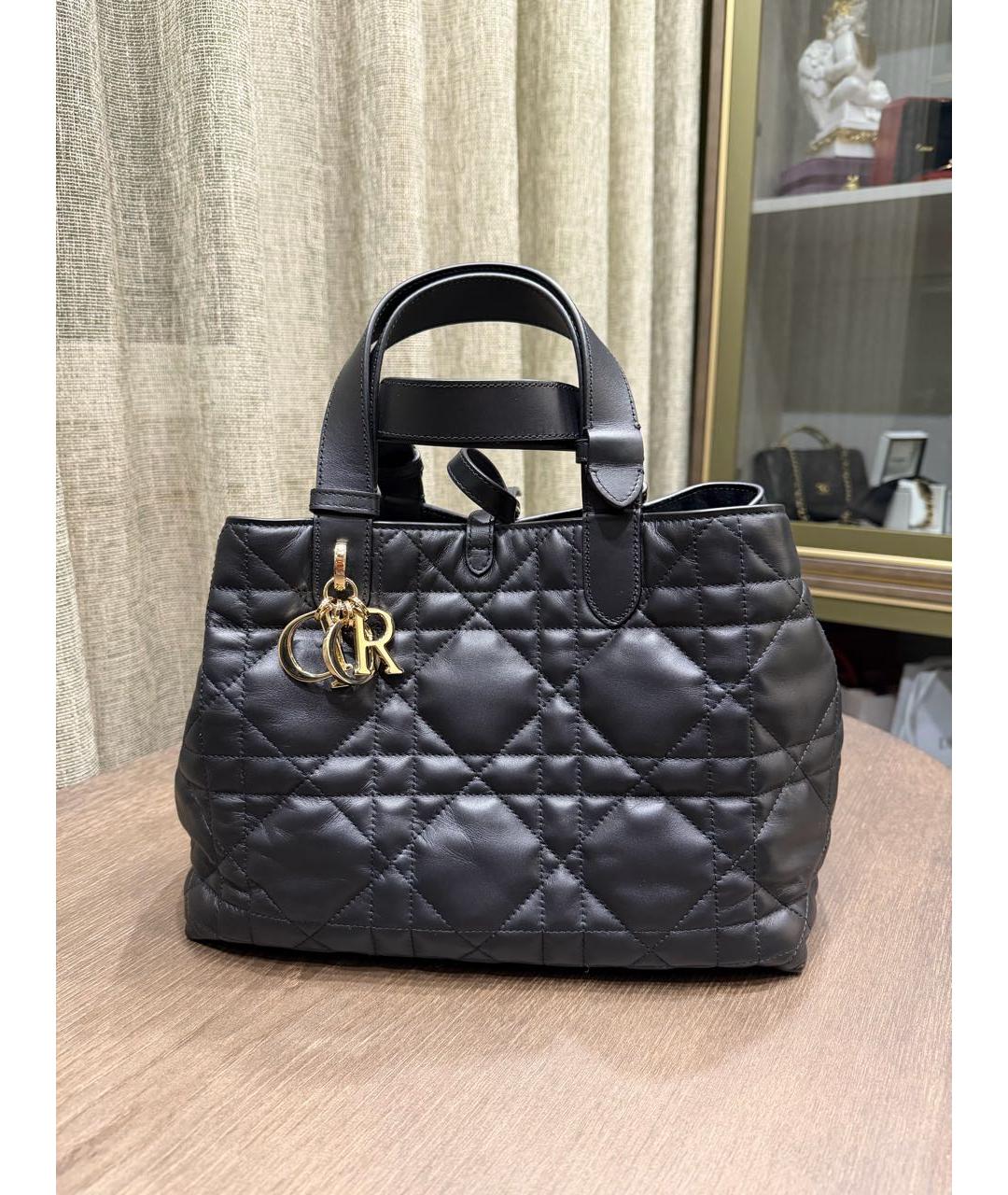 CHRISTIAN DIOR Черная кожаная сумка с короткими ручками, фото 7