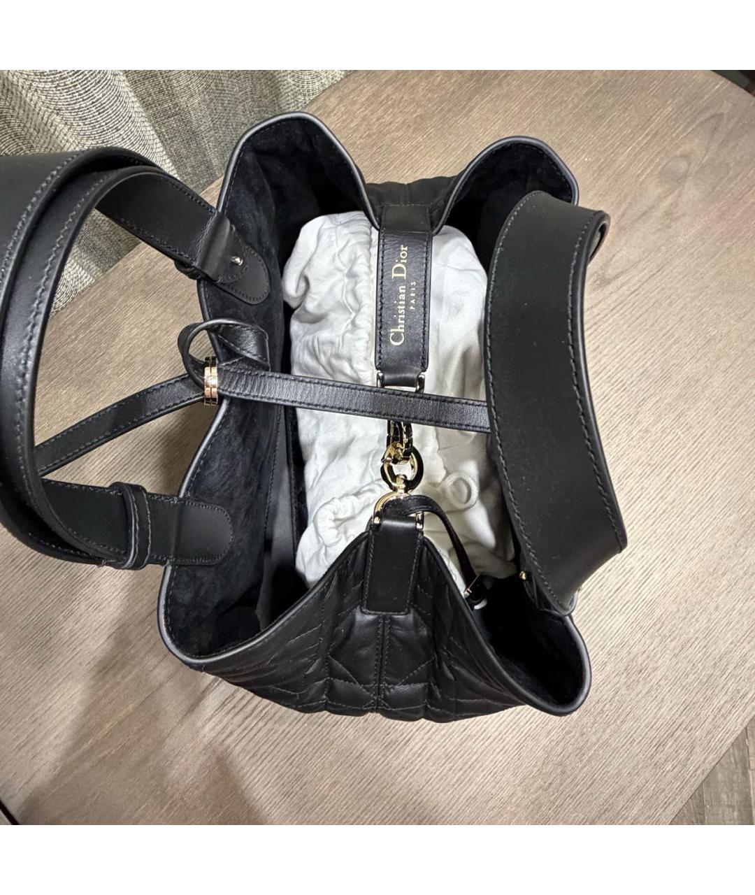 CHRISTIAN DIOR Черная кожаная сумка с короткими ручками, фото 6