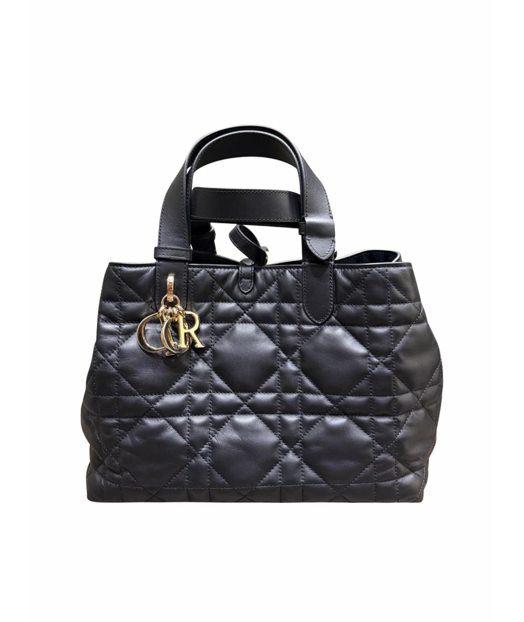 CHRISTIAN DIOR Черная кожаная сумка с короткими ручками, фото 1