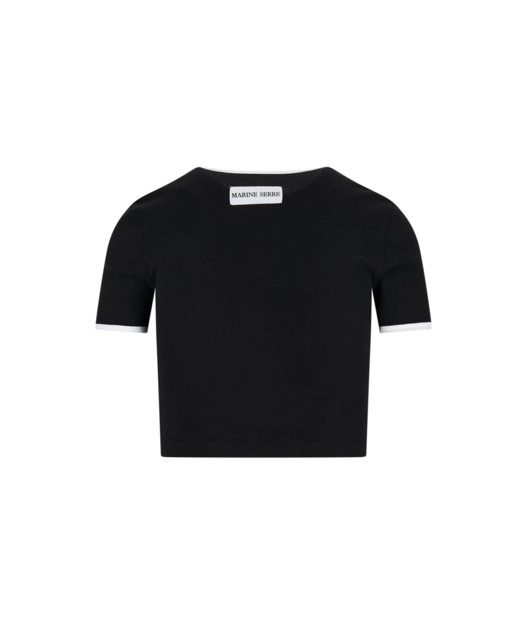 MARINE SERRE Черная хлопковая майка, фото 2