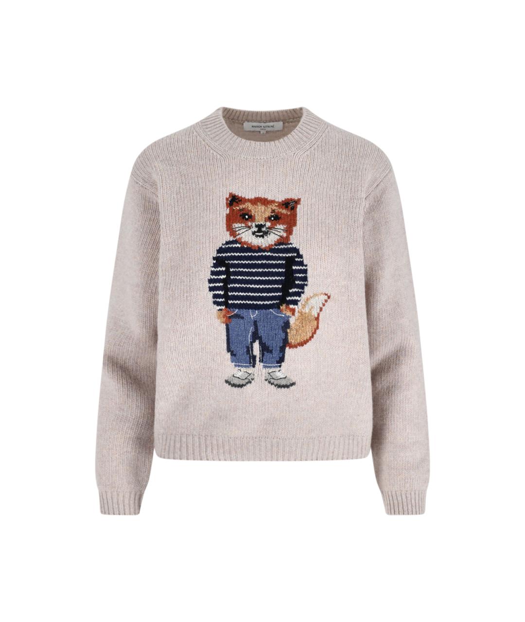 MAISON KITSUNE Серый шерстяной джемпер / свитер, фото 1