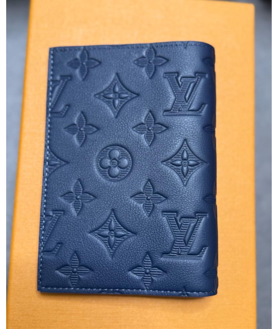 LOUIS VUITTON Темно-синяя кожаная визитница, фото 3