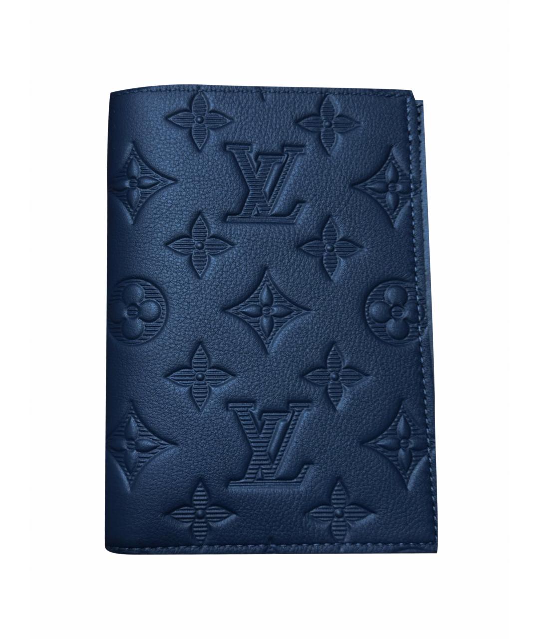 LOUIS VUITTON Темно-синяя кожаная визитница, фото 1