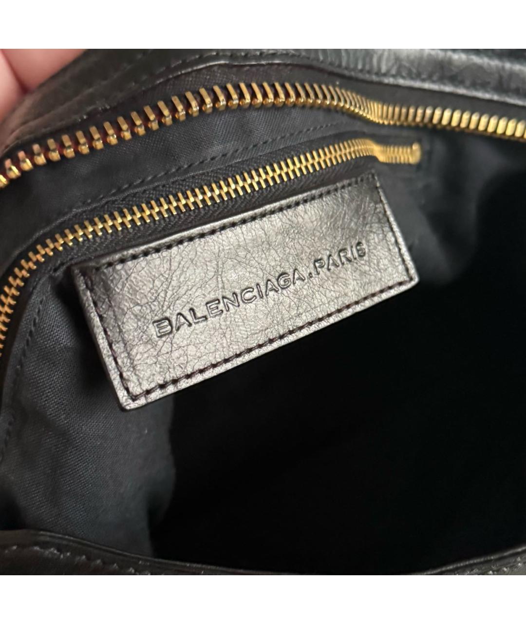 BALENCIAGA Черная кожаная сумка с короткими ручками, фото 5