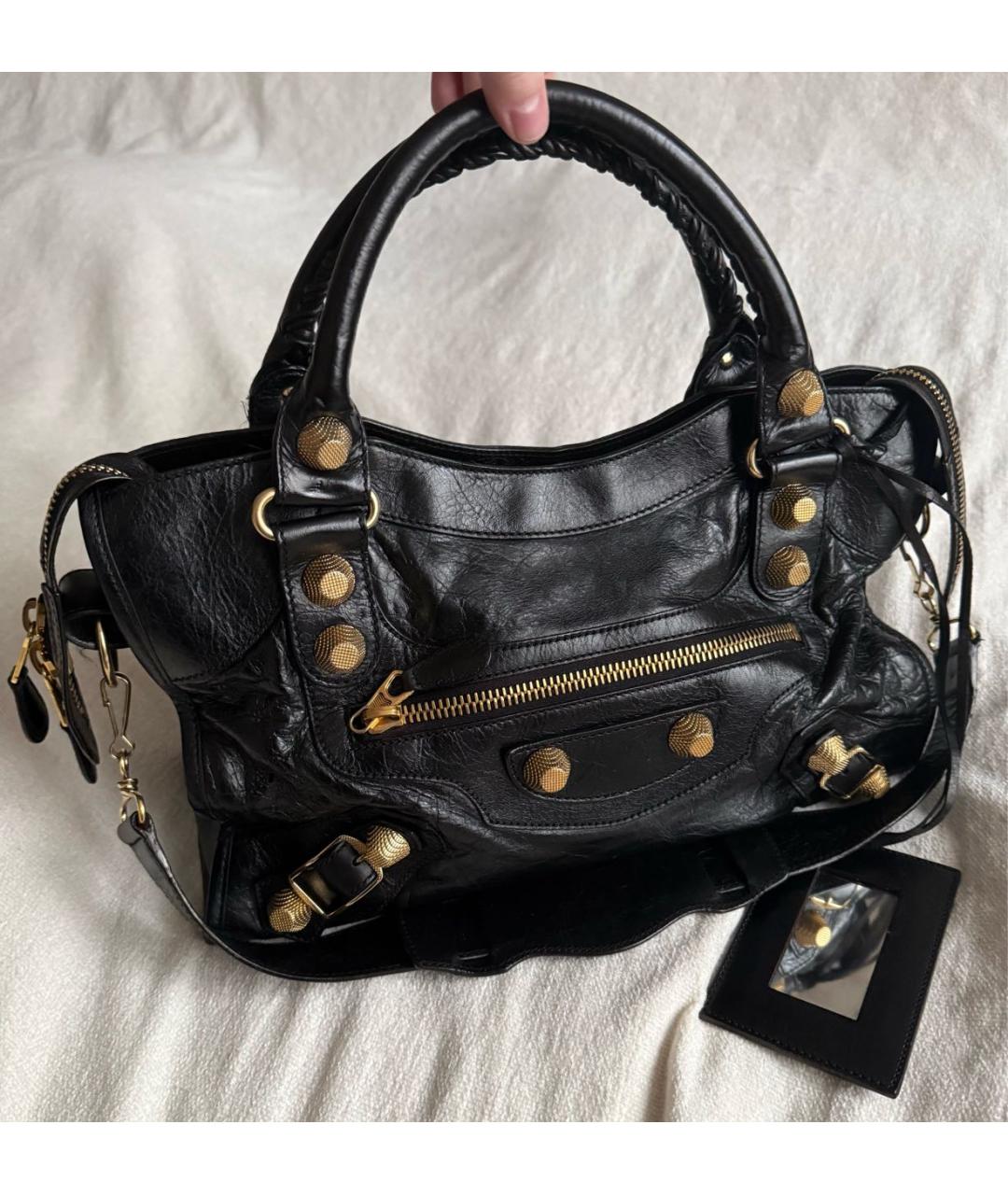 BALENCIAGA Черная кожаная сумка с короткими ручками, фото 7