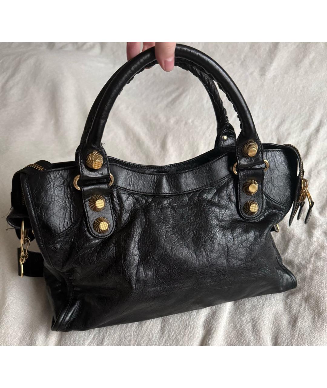 BALENCIAGA Черная кожаная сумка с короткими ручками, фото 2