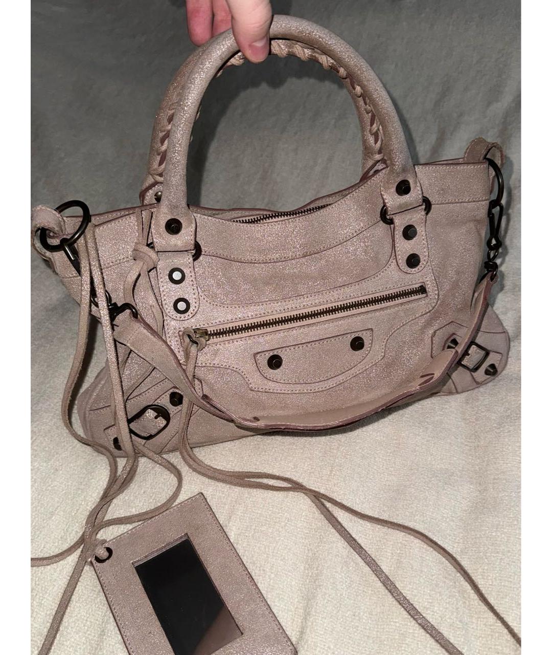 BALENCIAGA Розовая кожаная сумка с короткими ручками, фото 6