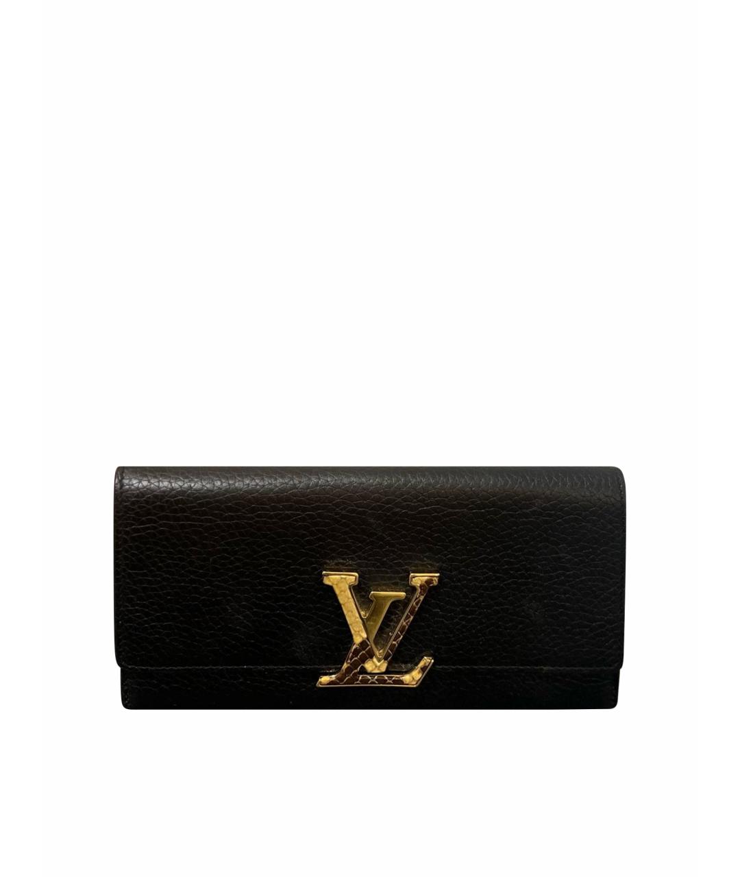 LOUIS VUITTON Черный кожаный кошелек, фото 1