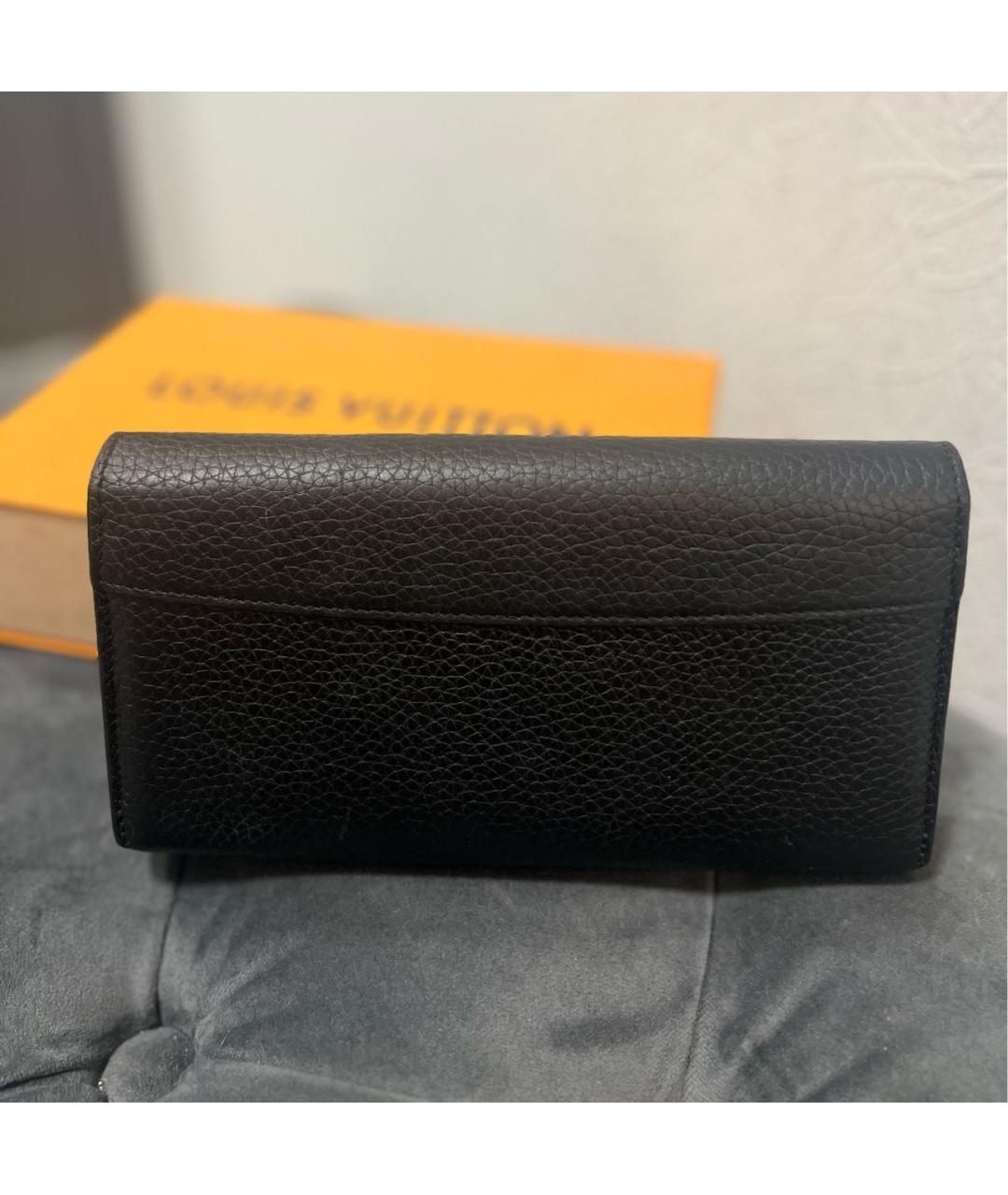 LOUIS VUITTON Черный кожаный кошелек, фото 3