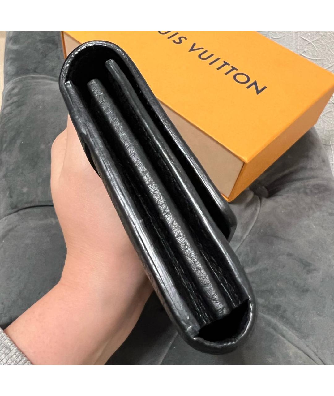 LOUIS VUITTON Черный кожаный кошелек, фото 5