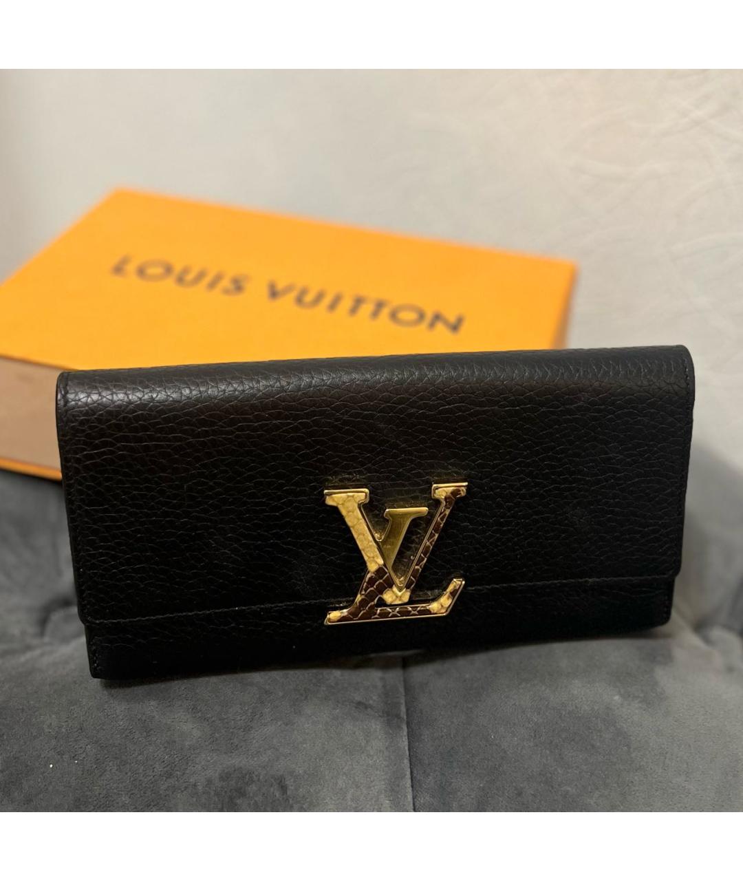 LOUIS VUITTON Черный кожаный кошелек, фото 8