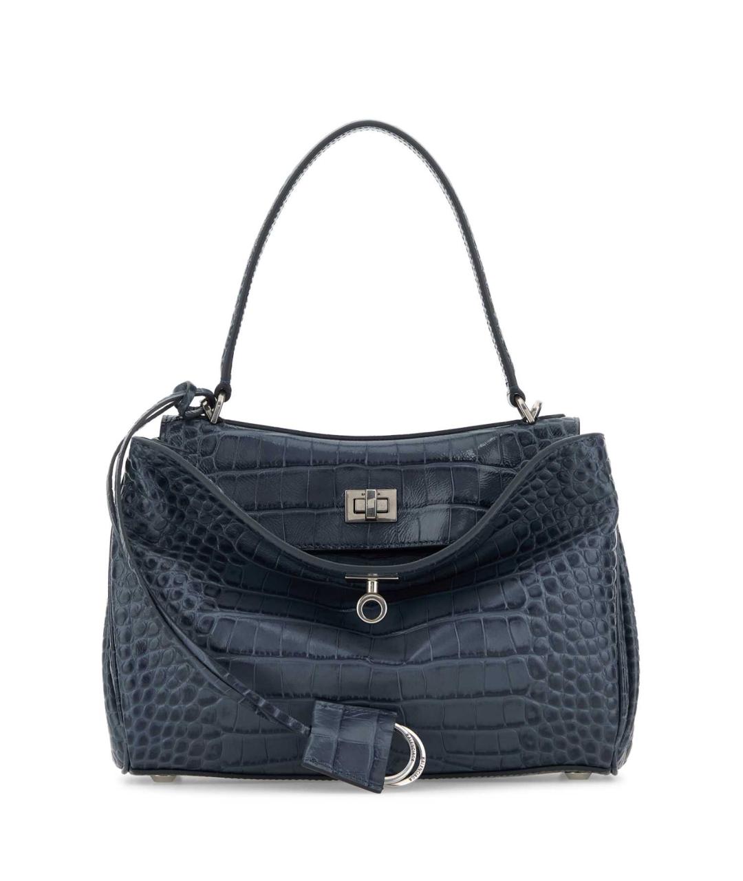 BALENCIAGA Синяя бархатная сумка тоут, фото 1