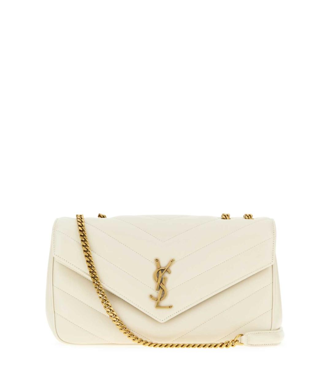 SAINT LAURENT Белая кожаная сумка через плечо, фото 1