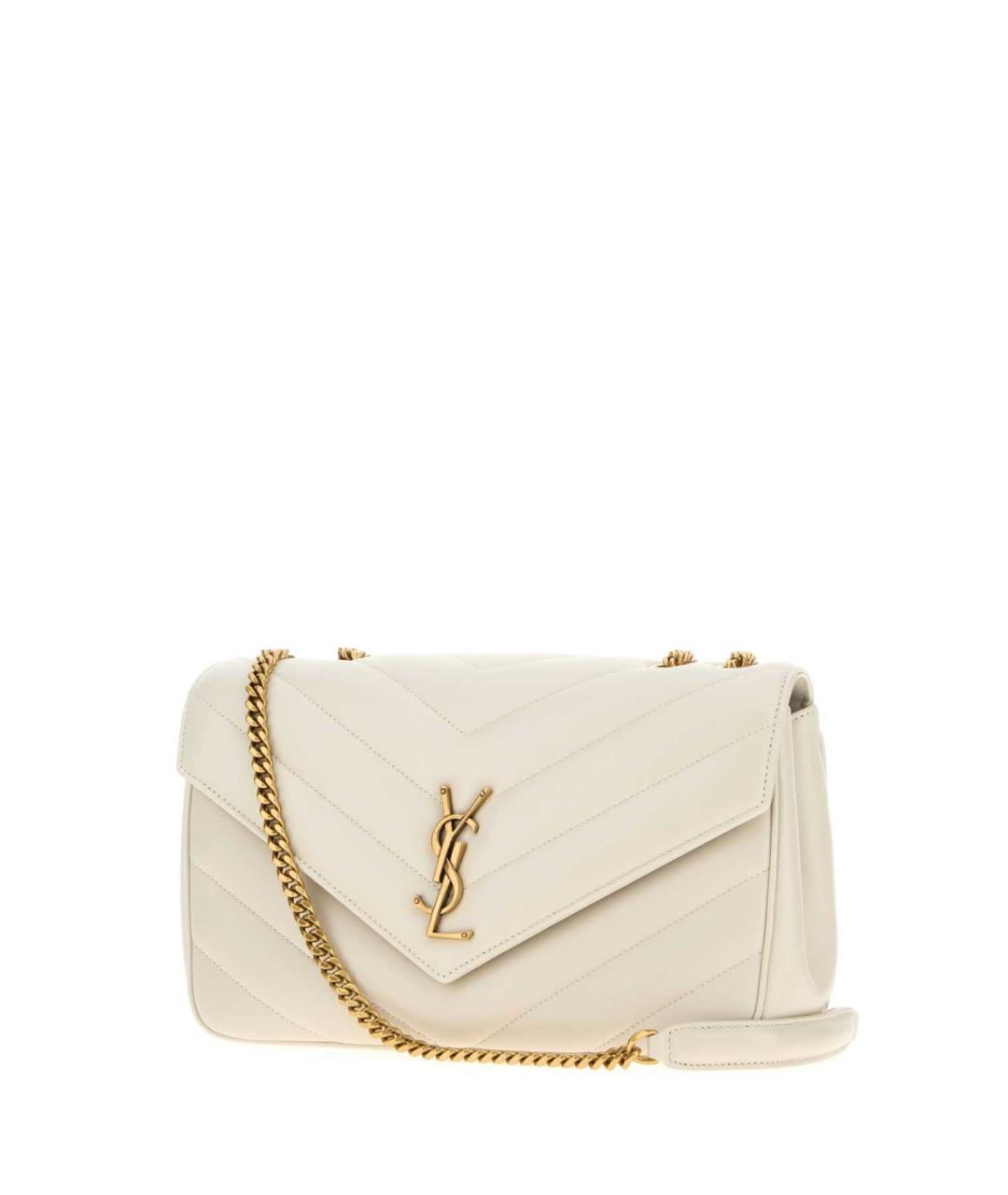 SAINT LAURENT Белая кожаная сумка через плечо, фото 2