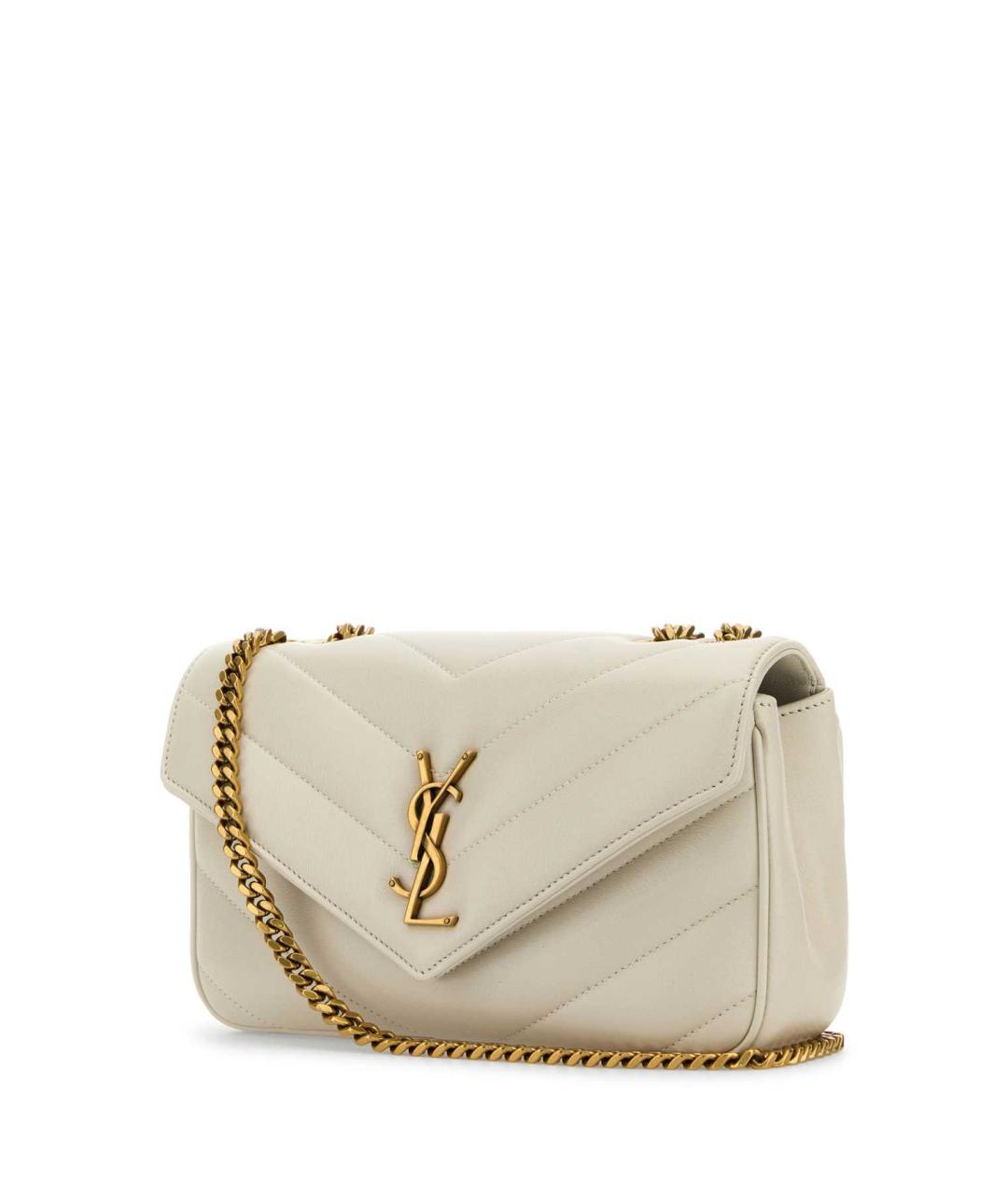 SAINT LAURENT Белая кожаная сумка через плечо, фото 2