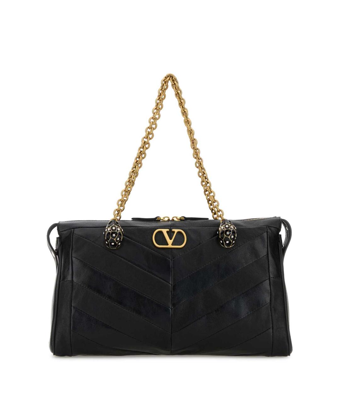 VALENTINO Черная кожаная сумка с короткими ручками, фото 1
