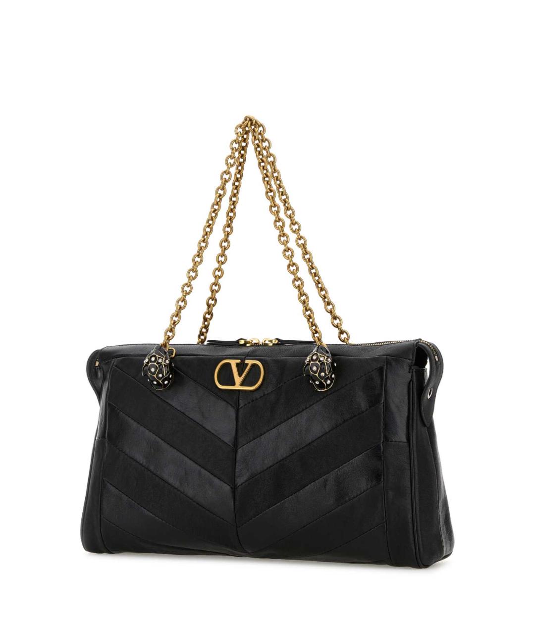 VALENTINO Черная кожаная сумка с короткими ручками, фото 2