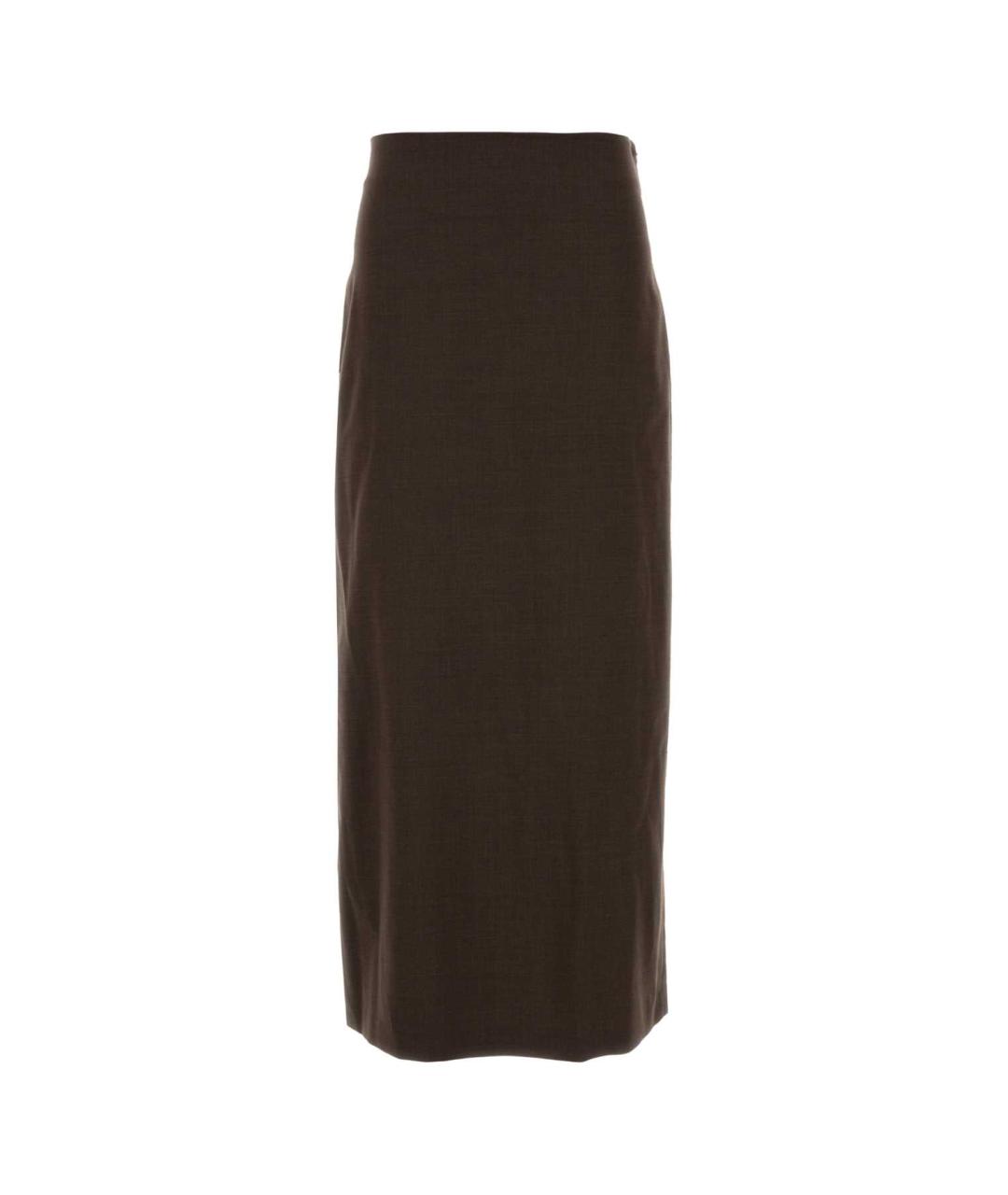 LOULOU STUDIO Коричневая шерстяная юбка миди, фото 1