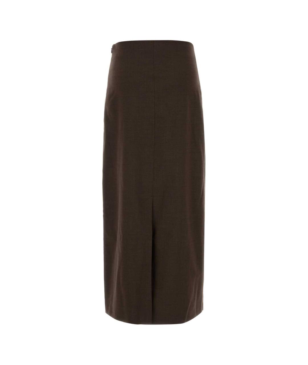LOULOU STUDIO Коричневая шерстяная юбка миди, фото 2